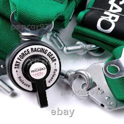 Green RECARO 4 Point 3 Racing Seat Belt Quick Release Seatbelt Snap-On Harness