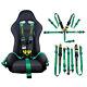 Green Universal & Durable 5-Point Camlock Quick Release Racing Seat Belt Harness