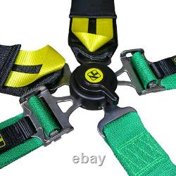 Green Universal & Durable 5-Point Camlock Quick Release Racing Seat Belt Harness