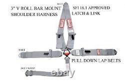 Grey Racing Harness Seat Belt 5 Point Sfi 16.1 Cam Lock Racerdirect