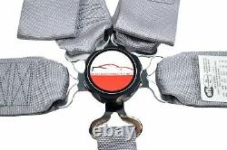 Grey Safety Harness Sfi 16.1 Racing 5 Point V Mount 3 Cam Lock Seat Belt