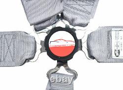 Grey Six Point Snap In 3 Race Harness Floor Mount Seat Belt Cam Lock Sfi 16.1