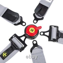 Grey Universal Cam Lock Carbon Fiber Quick Release Seat Belt Safety Harness 5pt