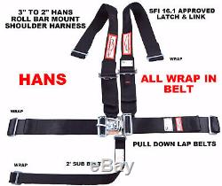 Hans 5 Point All Wrap Sfi 16.1 Racing Harness 3 All Wrap Seat Belt Black