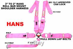 Hans Safety Harness Cam Lock Racing Sfi 16.1 5 Point Seat Belt Pink