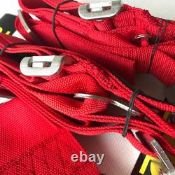 Highly Recommend Red OMP 4 Point Camlock Quick Release Car Seat Belt Harness 3