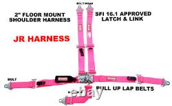 Hot Pink Sfi 16.1 Race Harness Seat Belt Bolt In Latch & Link Floor Mount