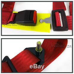 JDM Black/Red Sport Racing Seat Reclinable+2PC Red 4-Point Harness Belts