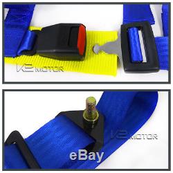 JDM Speed Racing Seats Reclinable Style Black And White+Seat Belt Harness Blue