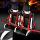 JDM Speed Racing Seats Reclinable Style Black And White+Seat Belt Harness Red