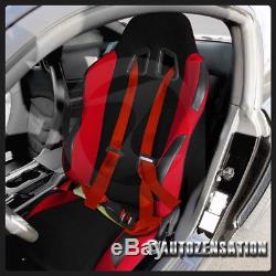 JDM Sport Racing Red/Black PVC Seats+4 Point Safety Harness Racing Seat Belts