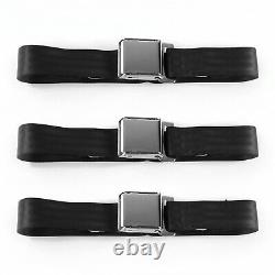 JP Wagoneer 1963 1991 Airplane 2pt Black Lap Bench Seat Belt Kit 3 Belts