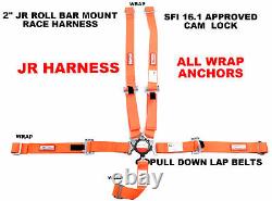Jr Dragster Race Harness Sfi 16.1 All Wrap Cam Lock 5 Point Seat Belt Orange