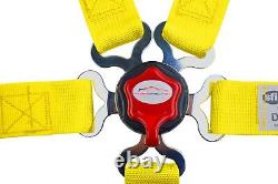 Jr Racing Harness Sfi 16.1 5 Point Cam Lock Roll Bar Mount 2 Seat Belt Yellow