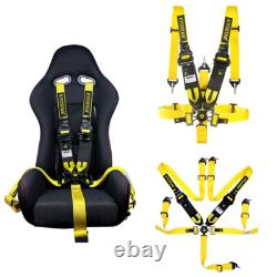 KYOSTAR Yellow Durable 5-Point Camlock Quick Release Racing Seat Belt Harness