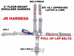 Kids 2 Racing Harness Latch And Link Floor Mount Seat Belt Pull Up Laps Gray