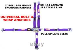 Kids Racing Harness Sfi 16.1 5 Point Latch & Link Seat Belt Purple