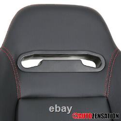 Left Black PVC Leather Red Stitch Racing Seat+Red 4-Point Camlock Belt Harness