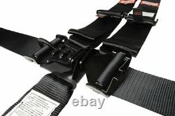 Murdered Out Latch & Link 5 Point Seat Belt Floor Mount Racing Harness Black