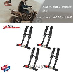 NEW 4 Point 2 Padded Black For Polaris RZR XP S 4 1000 Seat Belt Harness 4 Pack