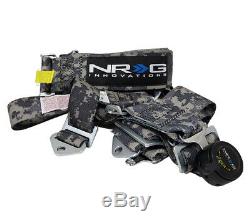NRG 5 Point Racing Seatbelt / Harness Cam Lock SFI Approved Digital Camo Grey