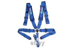 NRG Cam-Lock Blue 5 Point 3 Wide Seat Belt Harness 2 Submarine Strap SFI 16.1