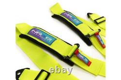 NRG Cam-Lock Neon Green 5 Point 3 Wide Seat Belt Harness SFI 16.1 Approved
