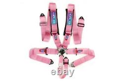 NRG Cam-Lock Pink 5 Point 3 Wide Seat Belt Harness 2 Submarine Strap SFI 16.1