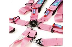 NRG Cam-Lock Pink 5 Point 3 Wide Seat Belt Harness 2 Submarine Strap SFI 16.1