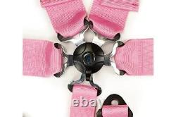 NRG Cam-Lock Pink 5 Point 3 Wide Seat Belt Harness 2 Submarine Strap SFI 16.1