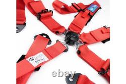 NRG Cam-Lock Red 5 Point 3 Wide Seat Belt Harness 2 Submarine Strap SFI 16.1