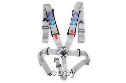 NRG Cam-Lock Silver 5 Point 3 Wide Seat Belt Harness with 2 Submarine Strap