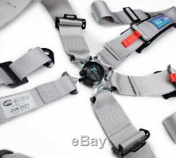 NRG SFI Approved Seat Belt Harness 5 Point Cam Lock Silver SBH-B6PCSL