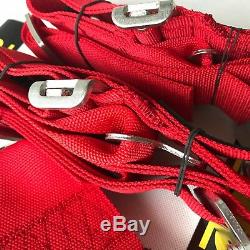 NWT 3 Red 6 Point Camlock Quick Release Car Seat Belt Harness For OMP Racing