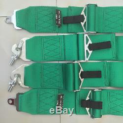 NWT Universal Green 4 Point Camlock Quick Release Racing Car Seat Belt Harness G