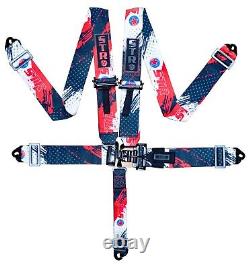 Nascar Race Harness 5-Point Lightweight SFI Latch Seat Belt F1 F2 STR Blue Red