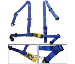 New 1 Pair Blue & Black Adjustable Racing Seats + Seat-belt Harness All Toyota