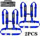 New 2PCS Blue 2inch 4 Point Safety Harness Racing Seat Belts For ATV UTV Go-Kart