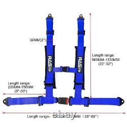 New 2PCS Blue 2inch 4 Point Safety Harness Racing Seat Belts For ATV UTV Go-Kart