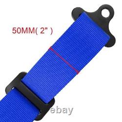 New 2PCS Blue 2inch 4 Point Safety Harness Racing Seat Belts For ATV UTV Go-Kart