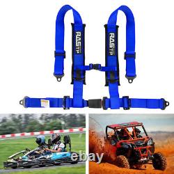 New 2PCS Blue 2inch 4 Point Safety Harness Racing Seat Belts For ATV UTV Go-Kart