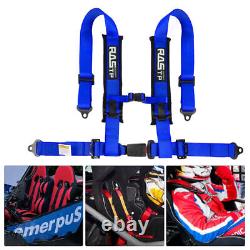 New 2PCS Blue 2inch 4 Point Safety Harness Racing Seat Belts For ATV UTV Go-Kart