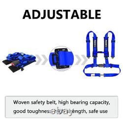 New 2PCS Blue 2inch 4 Point Safety Harness Racing Seat Belts For ATV UTV Go-Kart