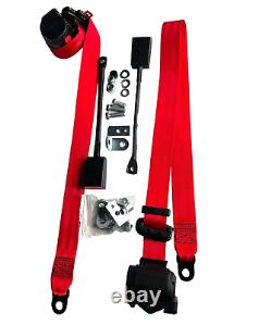 New 3 Point Seat Belt kit for Porsche 911 PAIR 1965-1983 NEW RED Color
