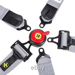 New Grey Cam Lock Carbon Fiber Quick Release Racing Seat Belt Safety Harness 5pt