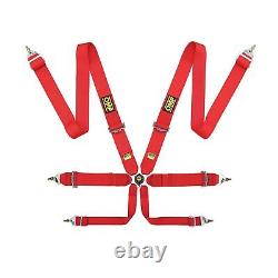 New OMP Racing Seat Belt Safety Harness First 3 Saloon Pull up Red 6 Point