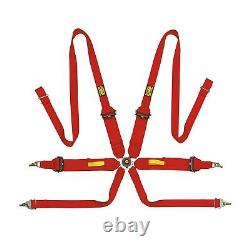New OMP Racing Seat Belt Safety Harness Tecnica 3+2 Saloon Pull up Red 6 Point