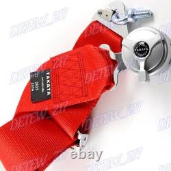 New TAKUniversal 4 Point Snap-On 3 With Camlock Racing Seat Belt Harness Red x1