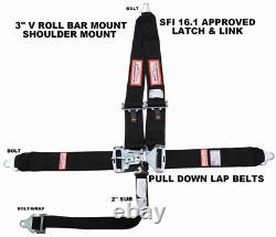 Nhra / Ihra Black Race Car Seat Belt Racing Harness Sfi 16.1