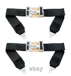Nostalgia Drag Race 3 Wide Harness Seat Belts Black Musclecar Hotrod Pair Lh&rh